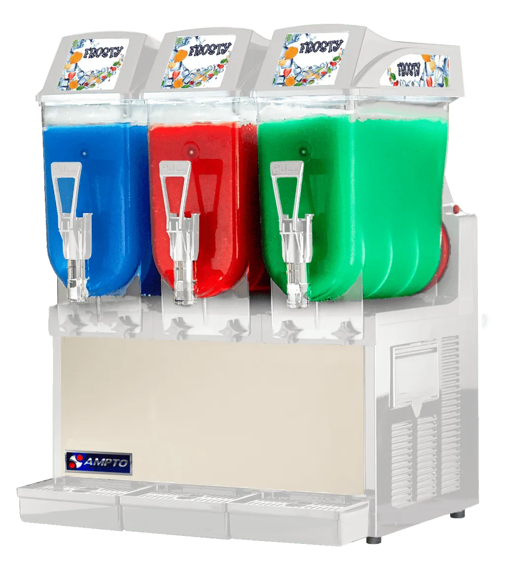 Frozen Drink Machines-AMPTO GRA123 3-Tank Granita Frozen Drink Machine (3-Gallon Bowls)