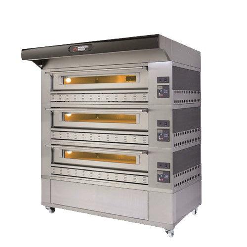 Gas Pizza deck Ovens-Moretti Forni P150G A3 Gas Pizza Oven P150G 58'' x 34'' x 7'' (Chamber) 3 Decks w/ enclosed base