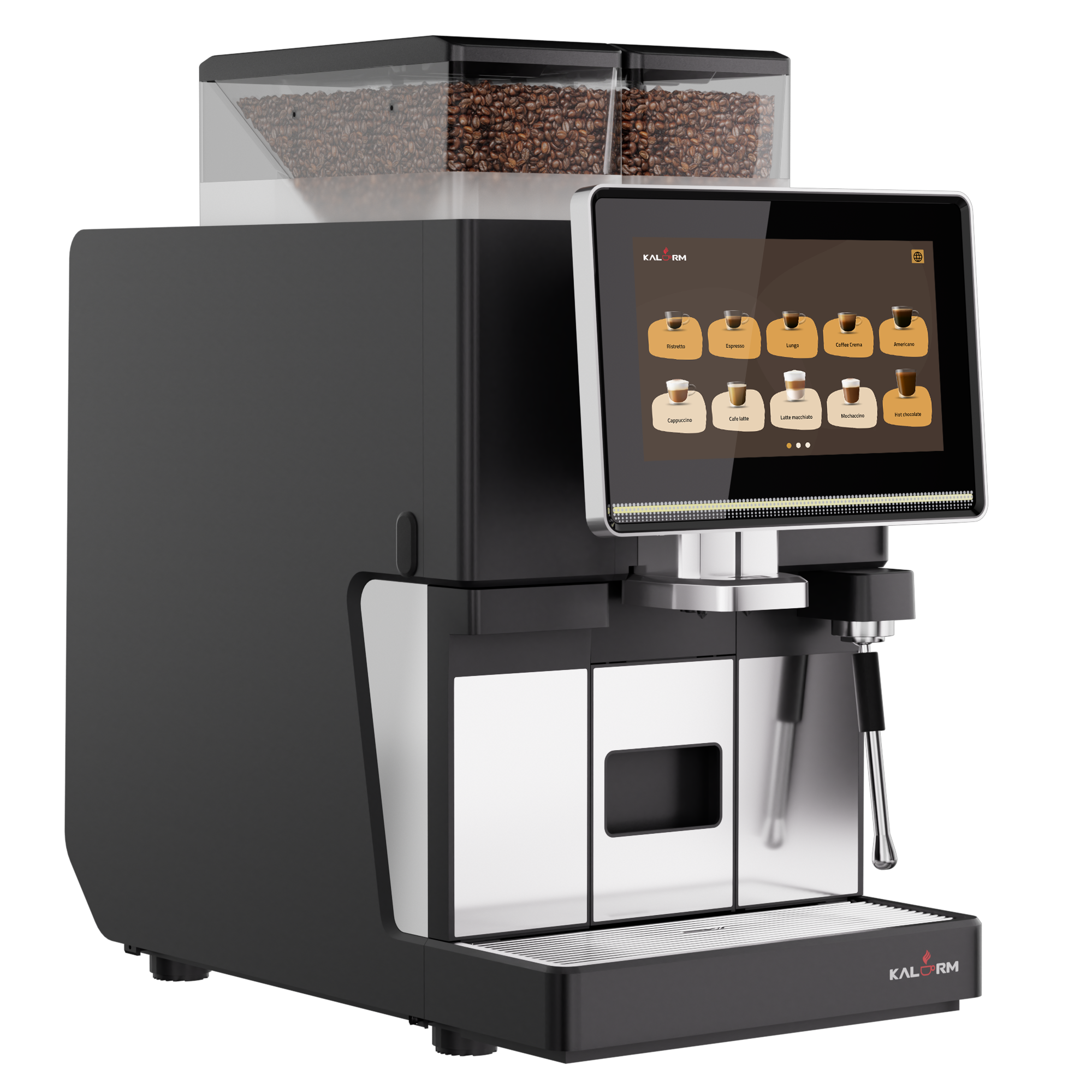 Kalerm O203 All-in-One Commercial Bean-to-Cup Coffee Machine with Dual Bean Hoppers & Elite Foam System