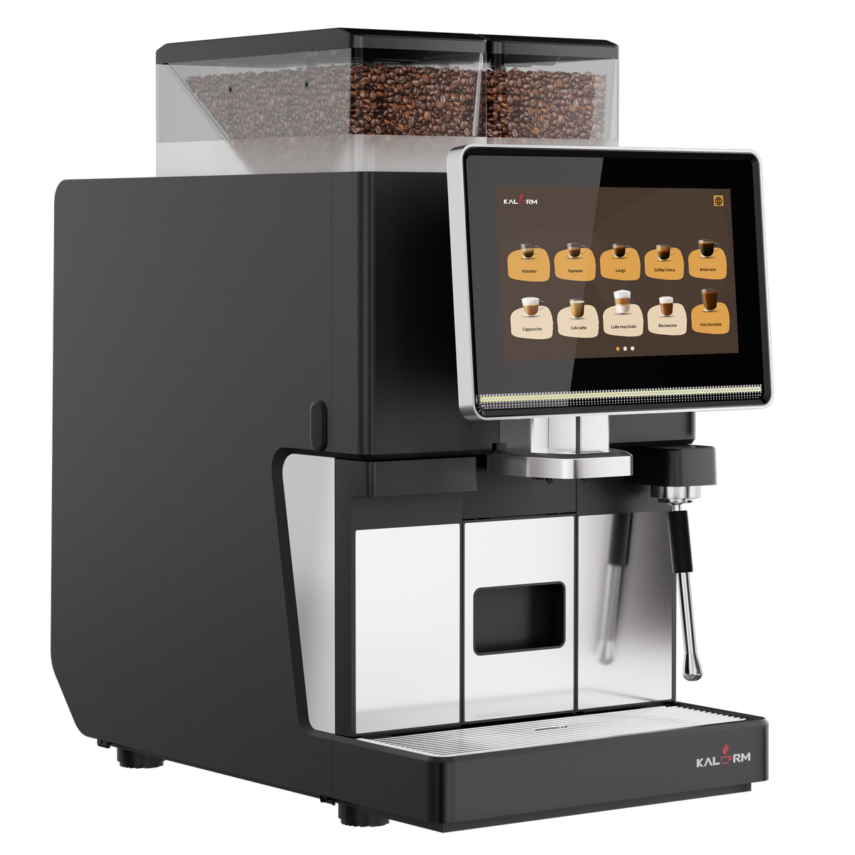 Kalerm O203 All-in-One Commercial Bean-to-Cup Coffee Machine with Dual Bean Hoppers & Elite Foam System
