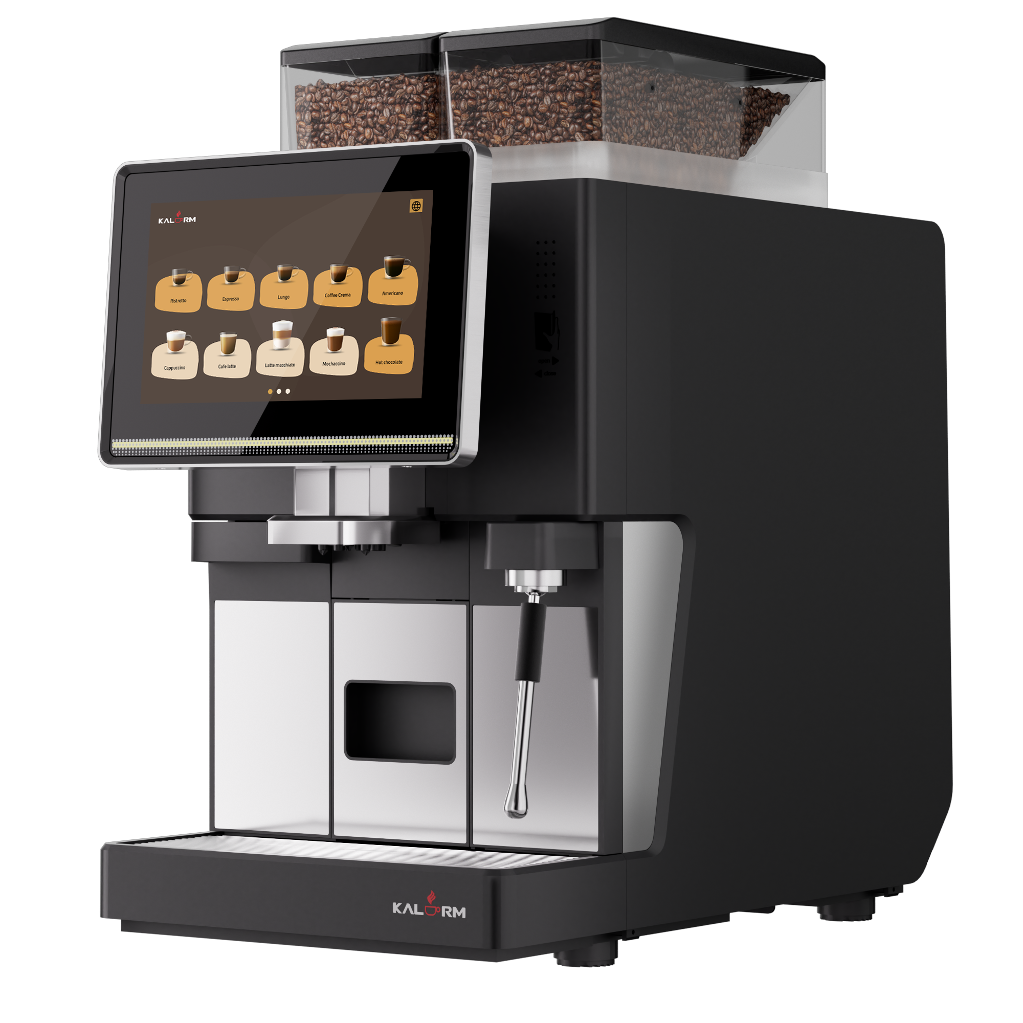 Kalerm O203 All-in-One Commercial Bean-to-Cup Coffee Machine with Dual Bean Hoppers & Elite Foam System