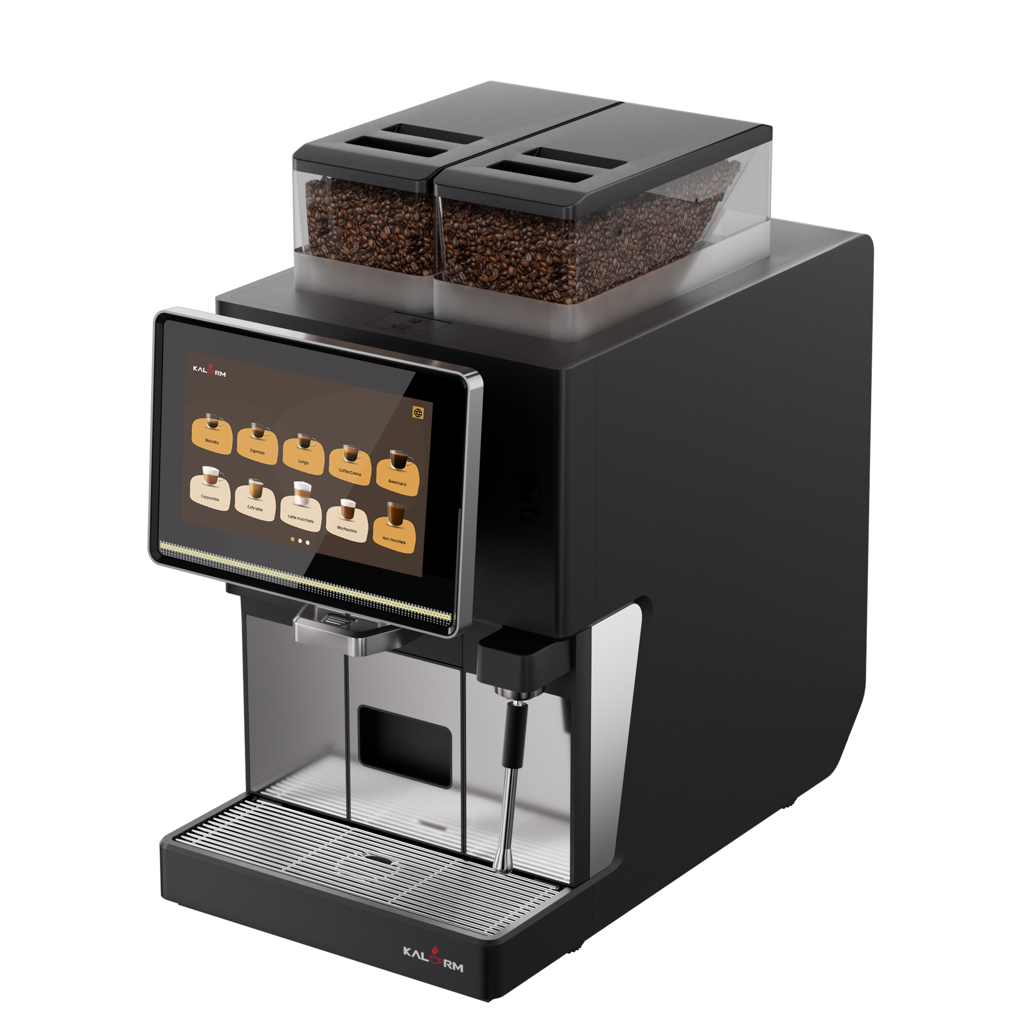 Kalerm O203 All-in-One Commercial Bean-to-Cup Coffee Machine with Dual Bean Hoppers & Elite Foam System