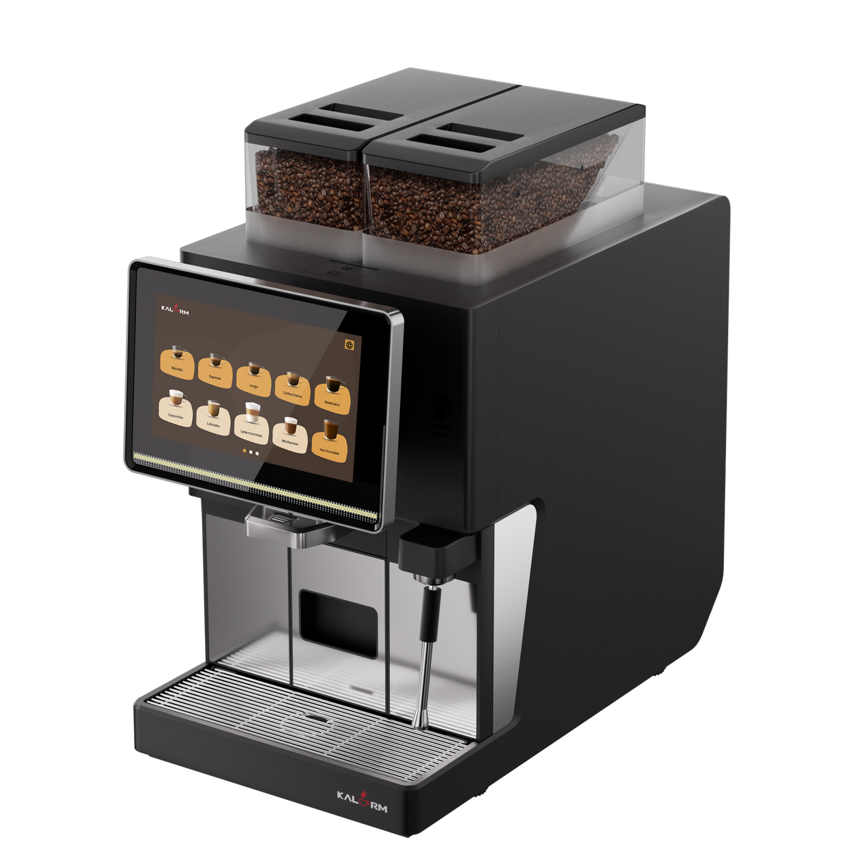Kalerm O203 All-in-One Commercial Bean-to-Cup Coffee Machine with Dual Bean Hoppers & Elite Foam System