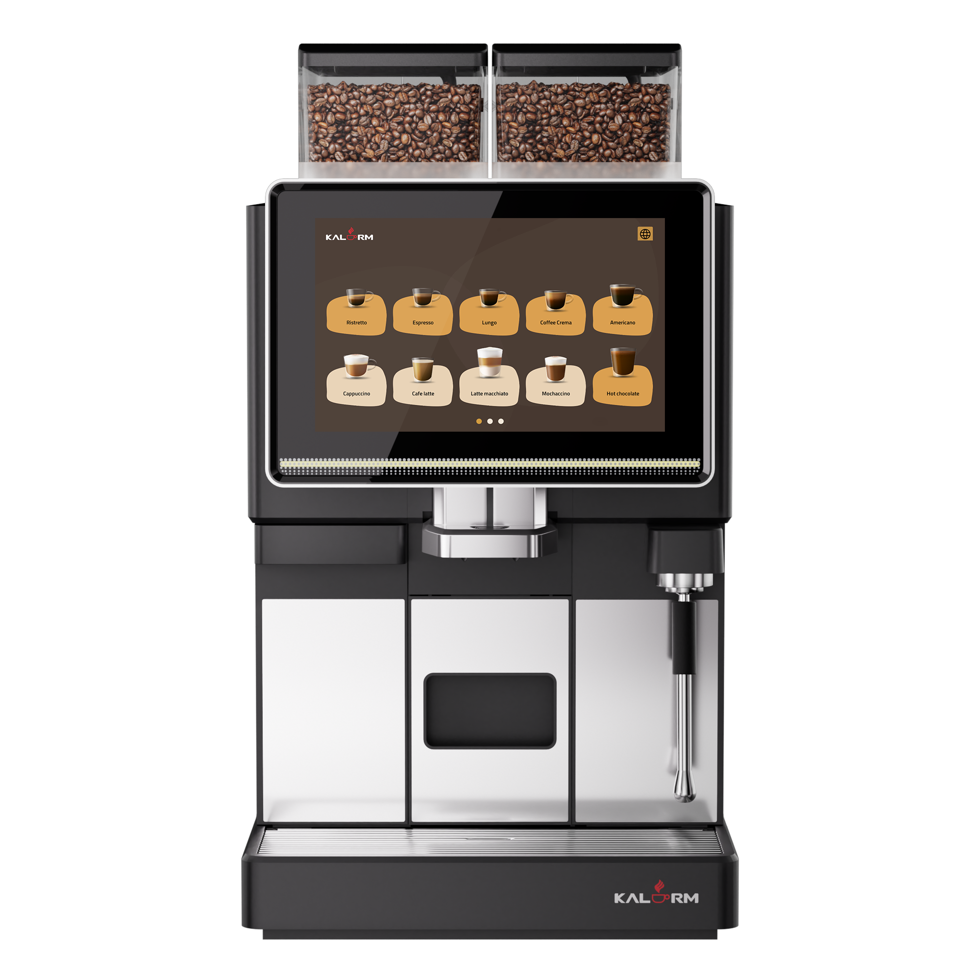 Kalerm O203 All-in-One Commercial Bean-to-Cup Coffee Machine with Dual Bean Hoppers & Elite Foam System