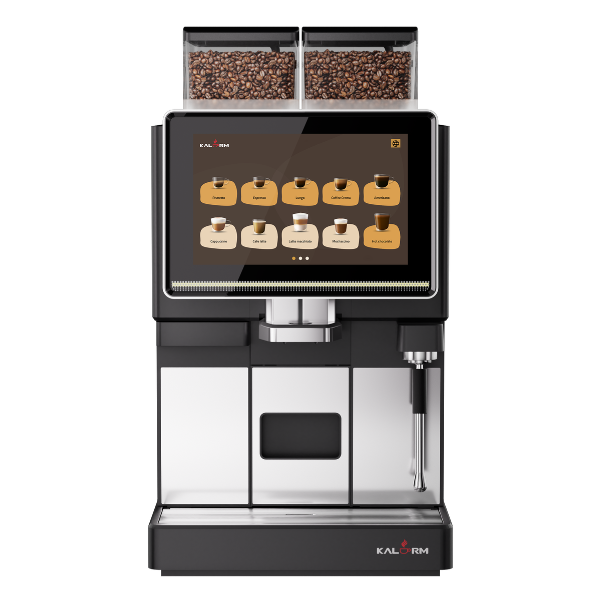 Kalerm O203 All-in-One Commercial Bean-to-Cup Coffee Machine with Dual Bean Hoppers & Elite Foam System