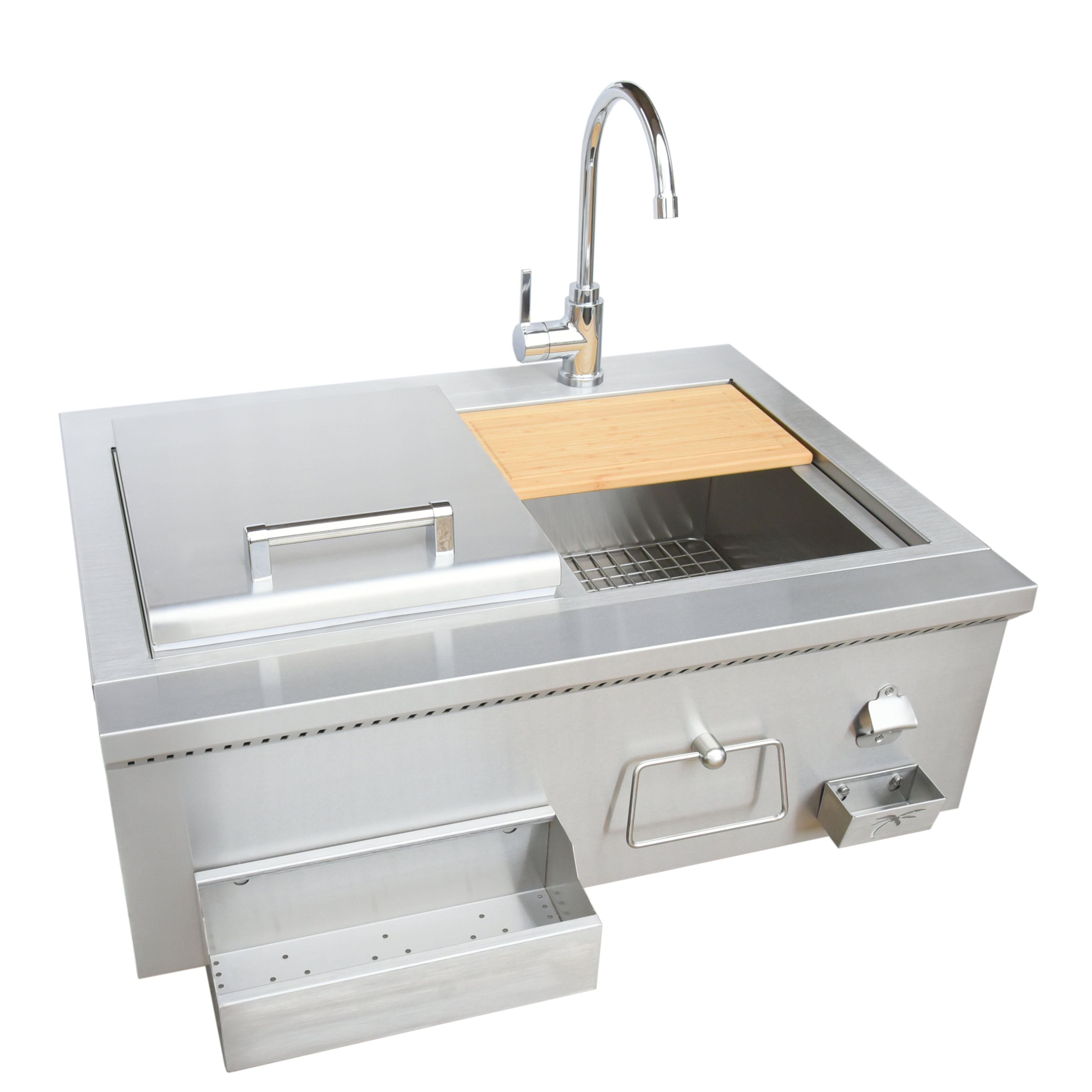 KoKoMo 30" Built-In Bartender Cocktail Station With Sink & Ice Chest