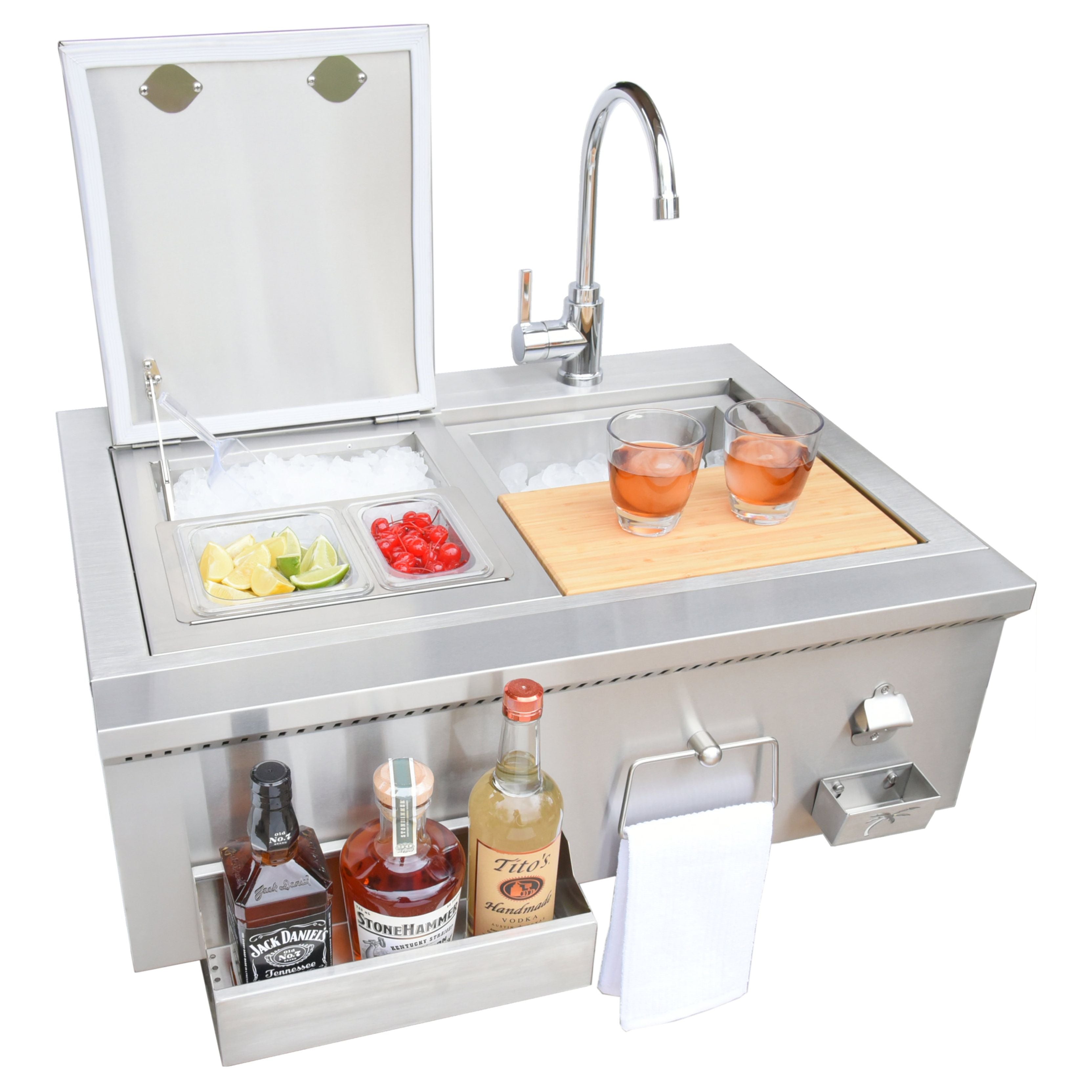 KoKoMo 30" Built-In Bartender Cocktail Station With Sink & Ice Chest