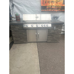 KoKoMo 6'6" BBQ Island with Brown Stoning, 5BG Grill & 30" Double Doors
