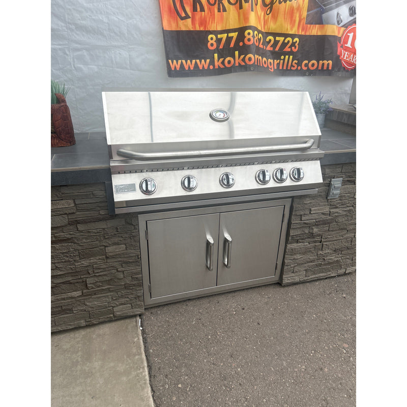KoKoMo 6'6" BBQ Island with Brown Stoning, 5BG Grill & 30" Double Doors