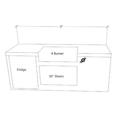 KoKoMo 7' Standard BBQ Island with 4BG Grill & Outdoor Fridge