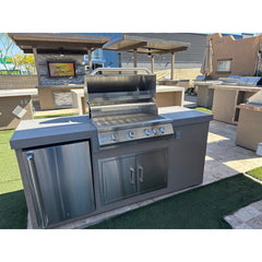 KoKoMo 7' Standard BBQ Island with 4BG Grill & Outdoor Fridge