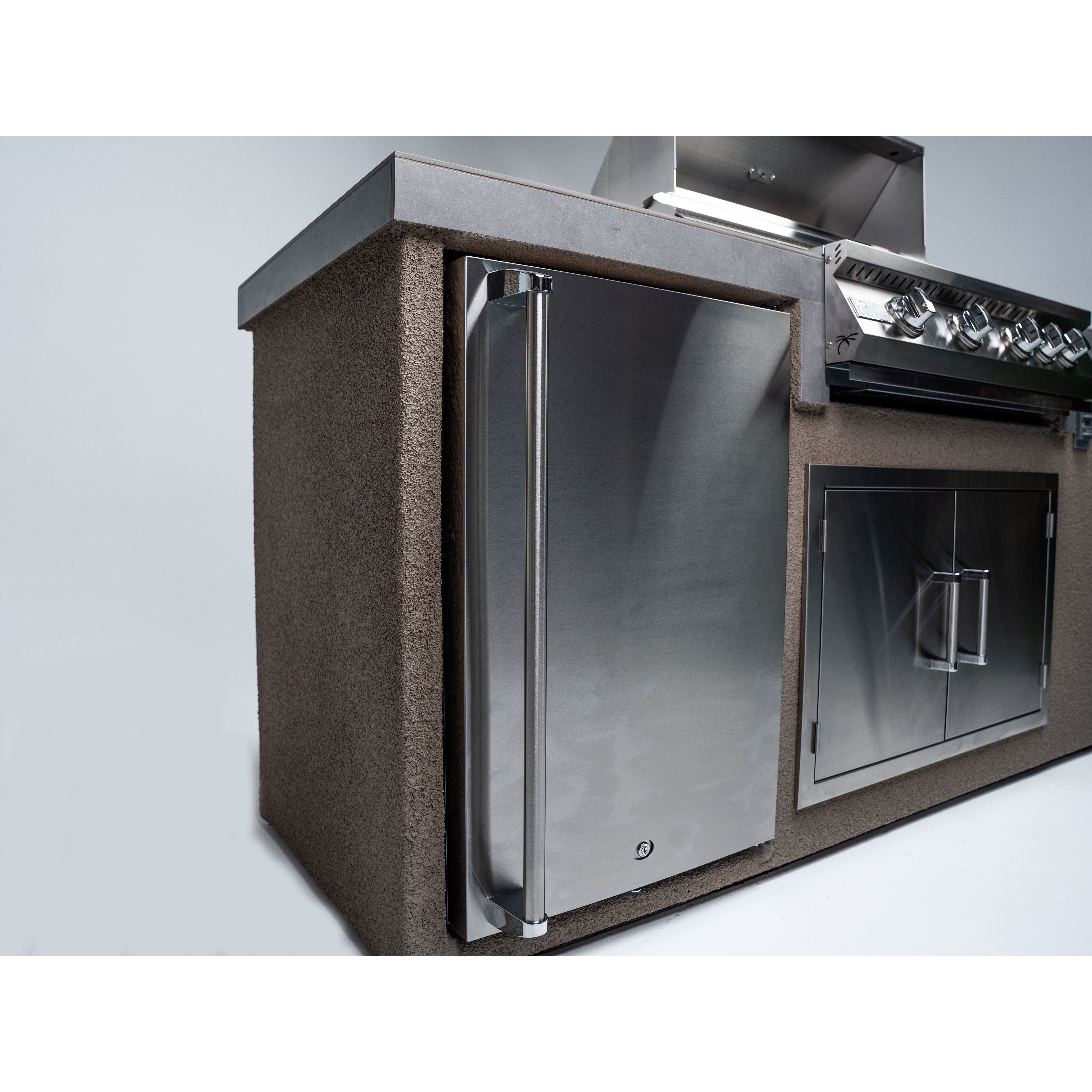 KoKoMo 7' Straight Island with 32" Grill, Access Door & Fridge