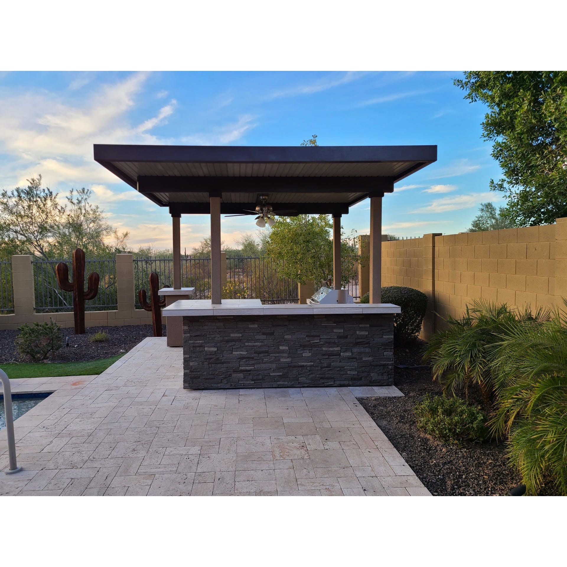 KoKoMo Aruba BBQ Island with 12' x 12' Pergola & Built-In Grill