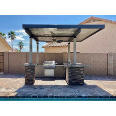 KoKoMo Aruba BBQ Island with 12' x 12' Pergola & Built-In Grill