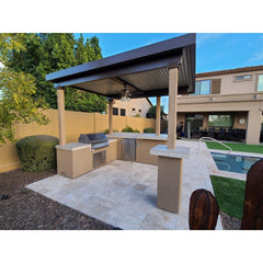 KoKoMo Aruba BBQ Island with 12' x 12' Pergola & Built-In Grill
