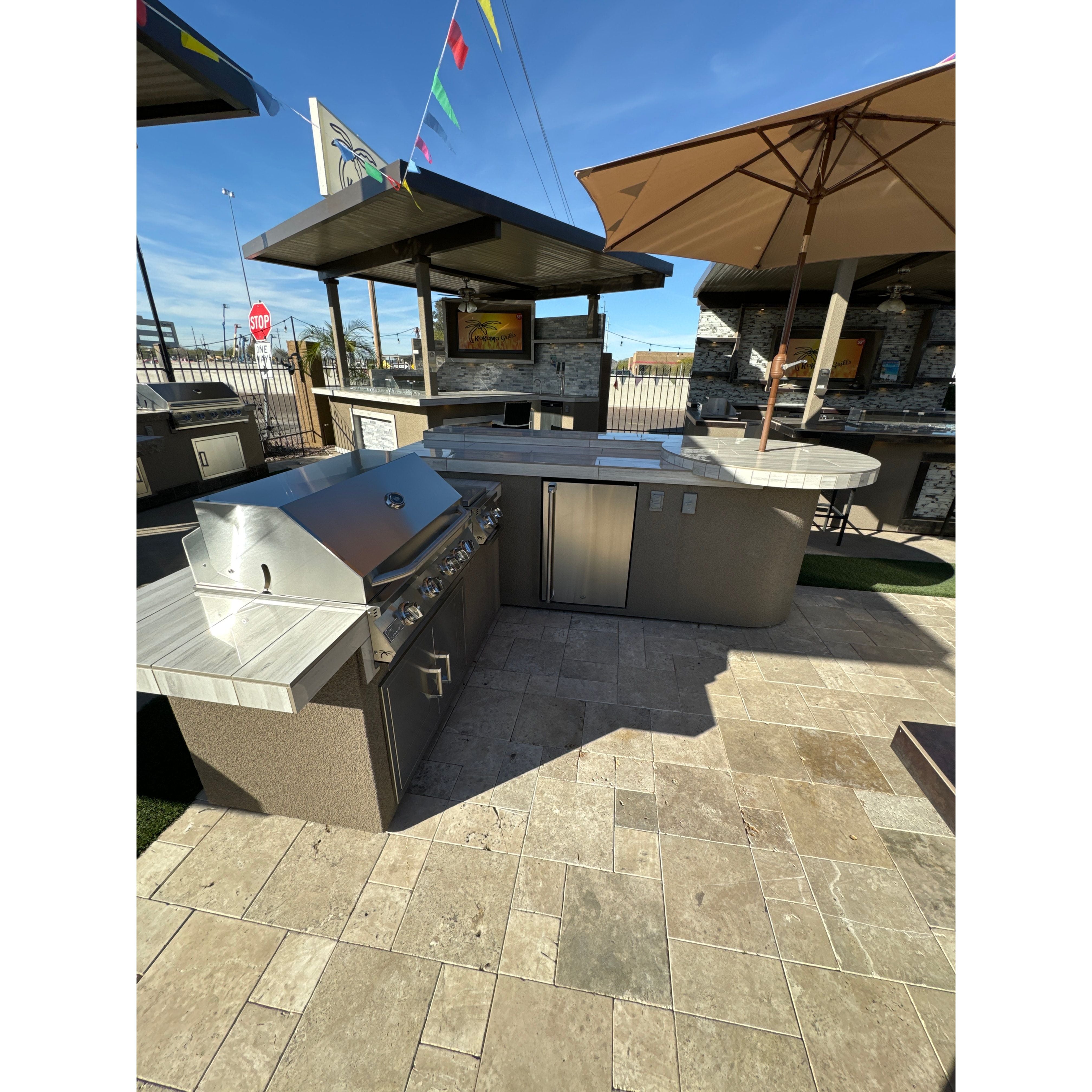 KoKoMo Aruba Round BBQ Island Outdoor Kitchen Island