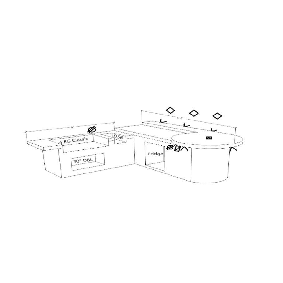 KoKoMo Aruba Round BBQ Island Outdoor Kitchen Island