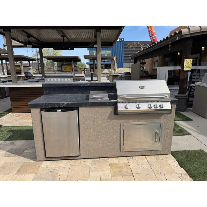 KoKoMo Bali BBQ Island 7'6" with 4BG Grill, Side Burner & Fridge