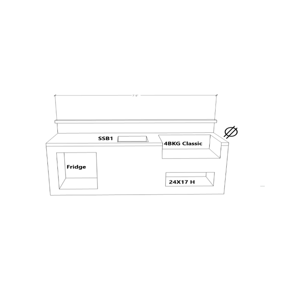 KoKoMo Bali BBQ Island 7' 6" with Backsplash