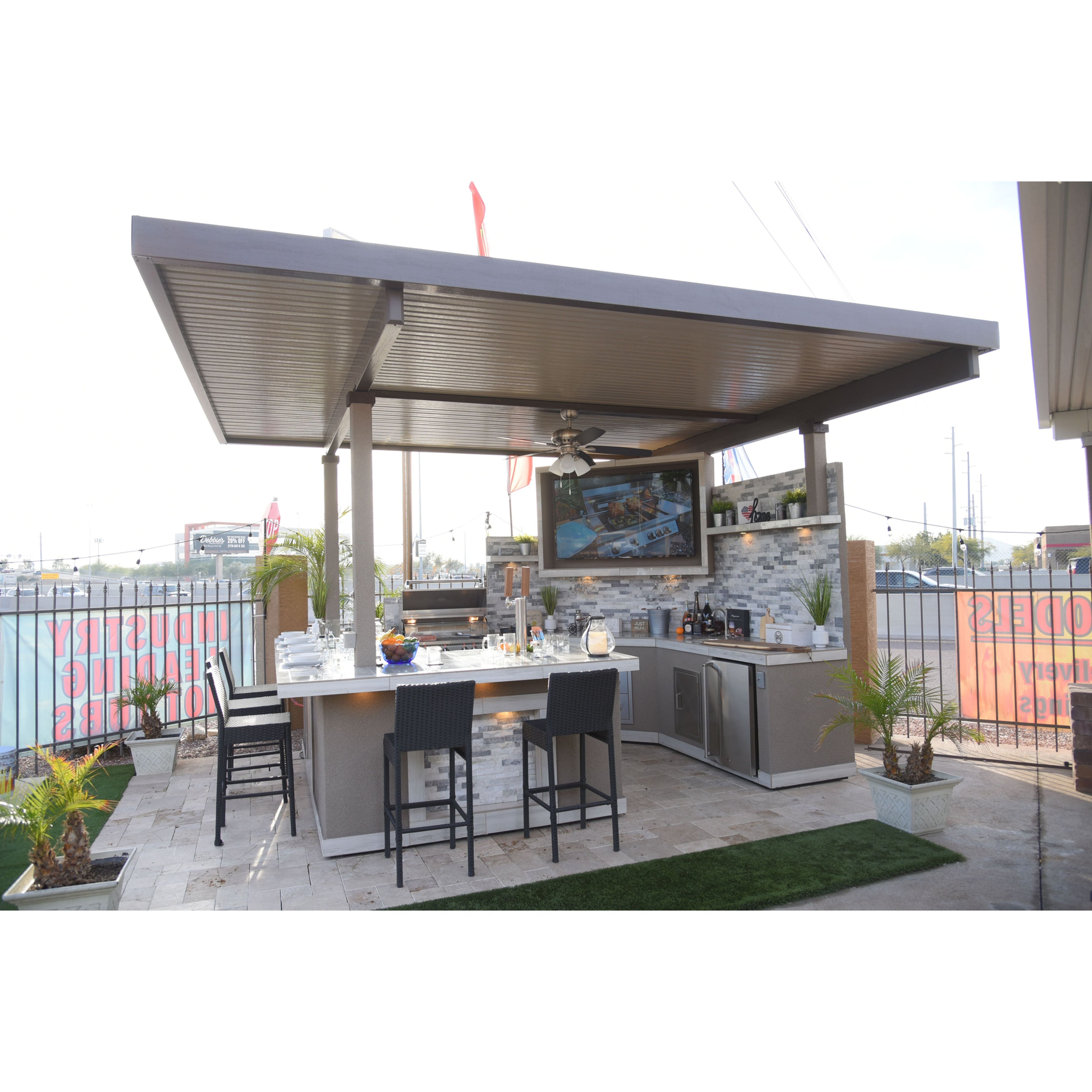 KoKoMo Bermuda Outdoor Kitchen BBQ Island with TV