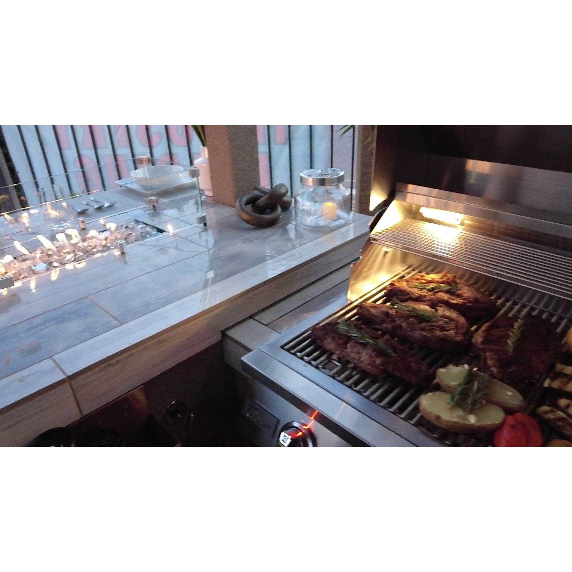 KoKoMo Bermuda Outdoor Kitchen BBQ Island with TV