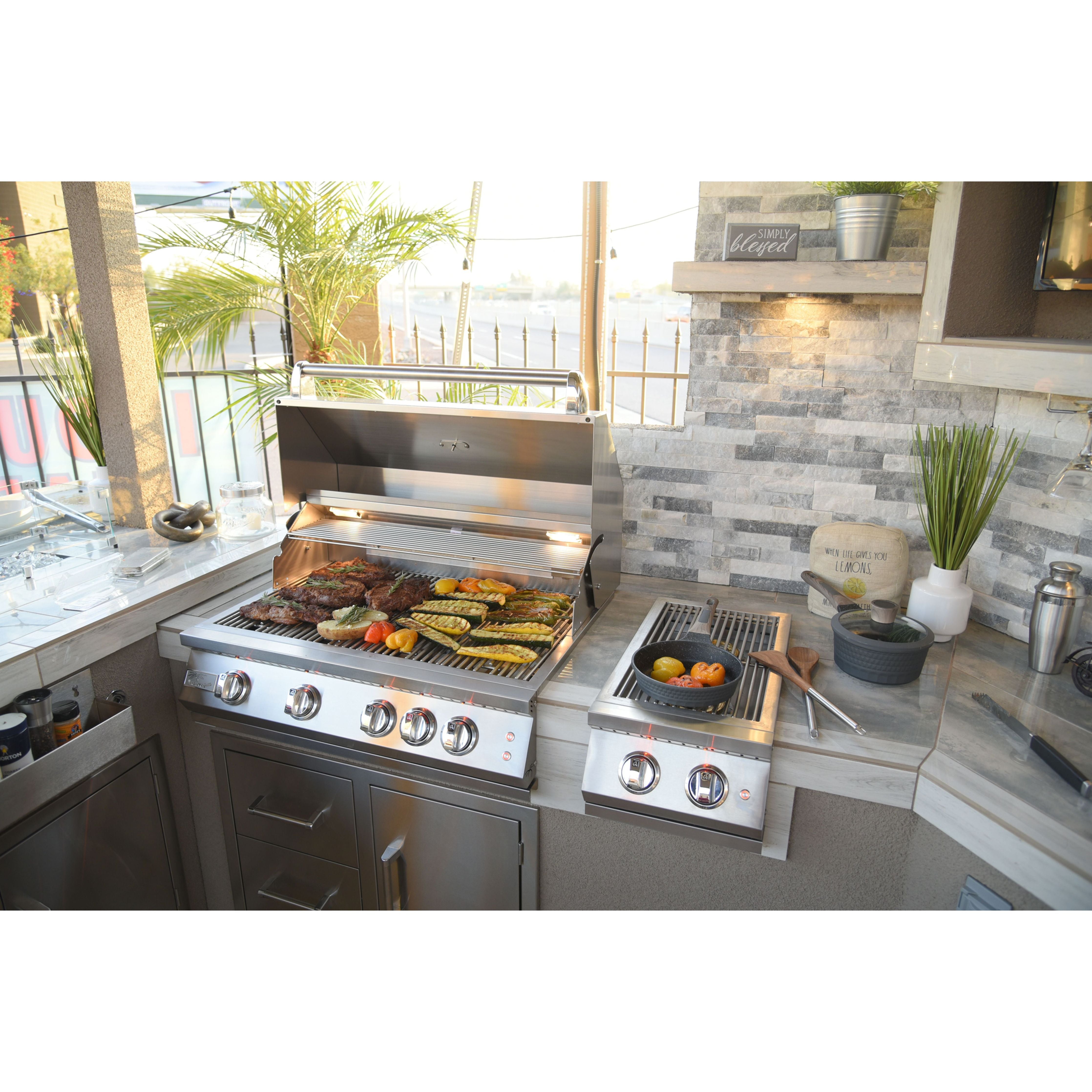 KoKoMo Bermuda Outdoor Kitchen BBQ Island with TV