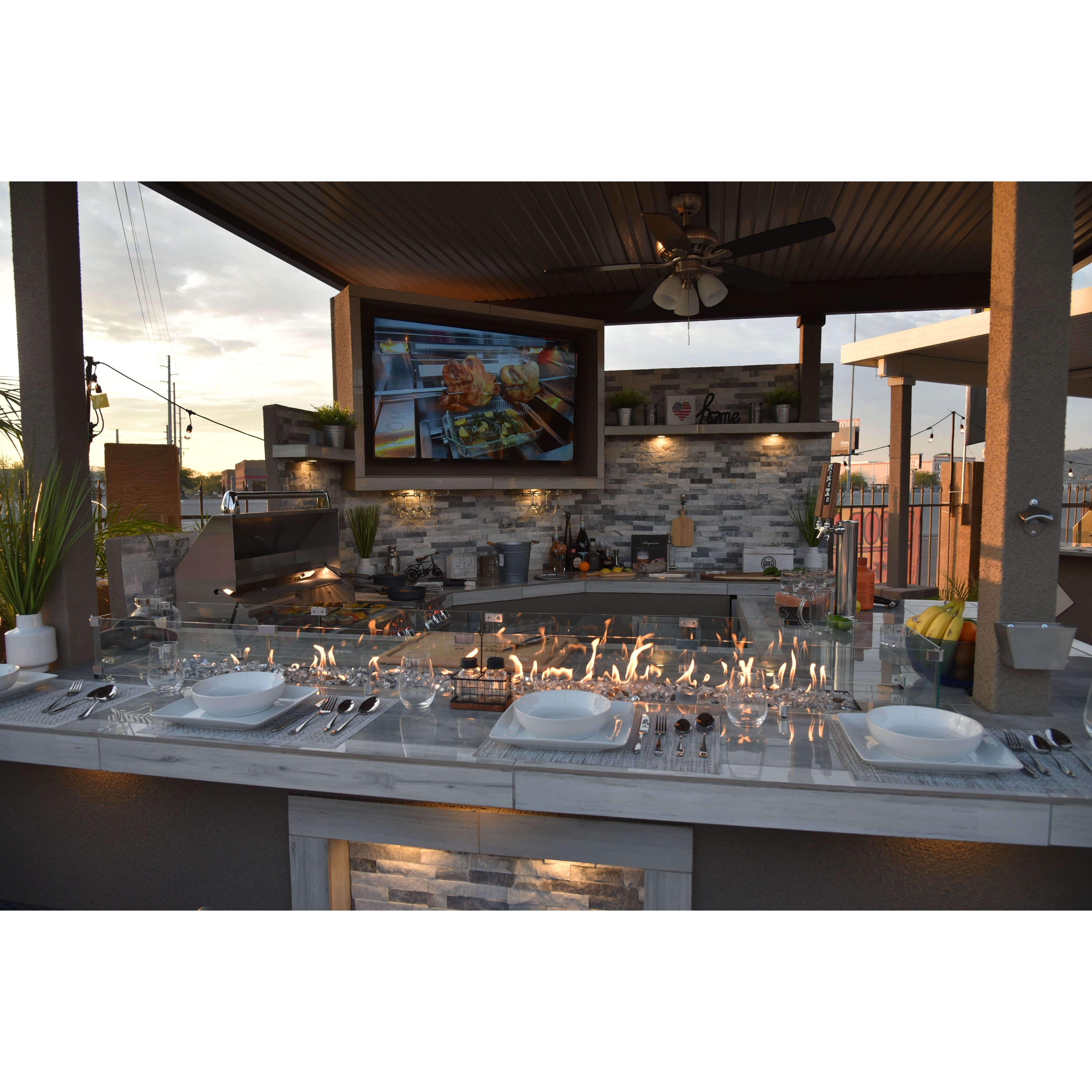 KoKoMo Bermuda Outdoor Kitchen BBQ Island with TV