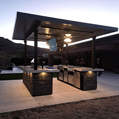 KoKoMo Big Island Sports Bar Outdoor Kitchen Grill with Dual 55-Inch TVs