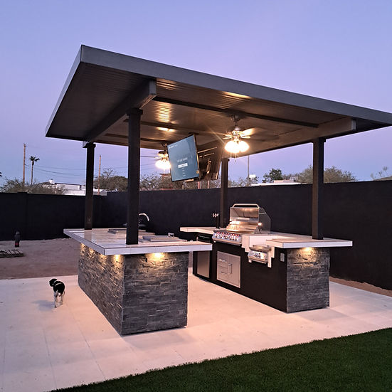 KoKoMo Big Island Sports Bar Outdoor Kitchen Grill with Dual 55-Inch TVs