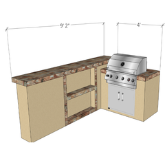 KoKoMo Custom Aspen BBQ Island with Bar and 4BG Classic Grill