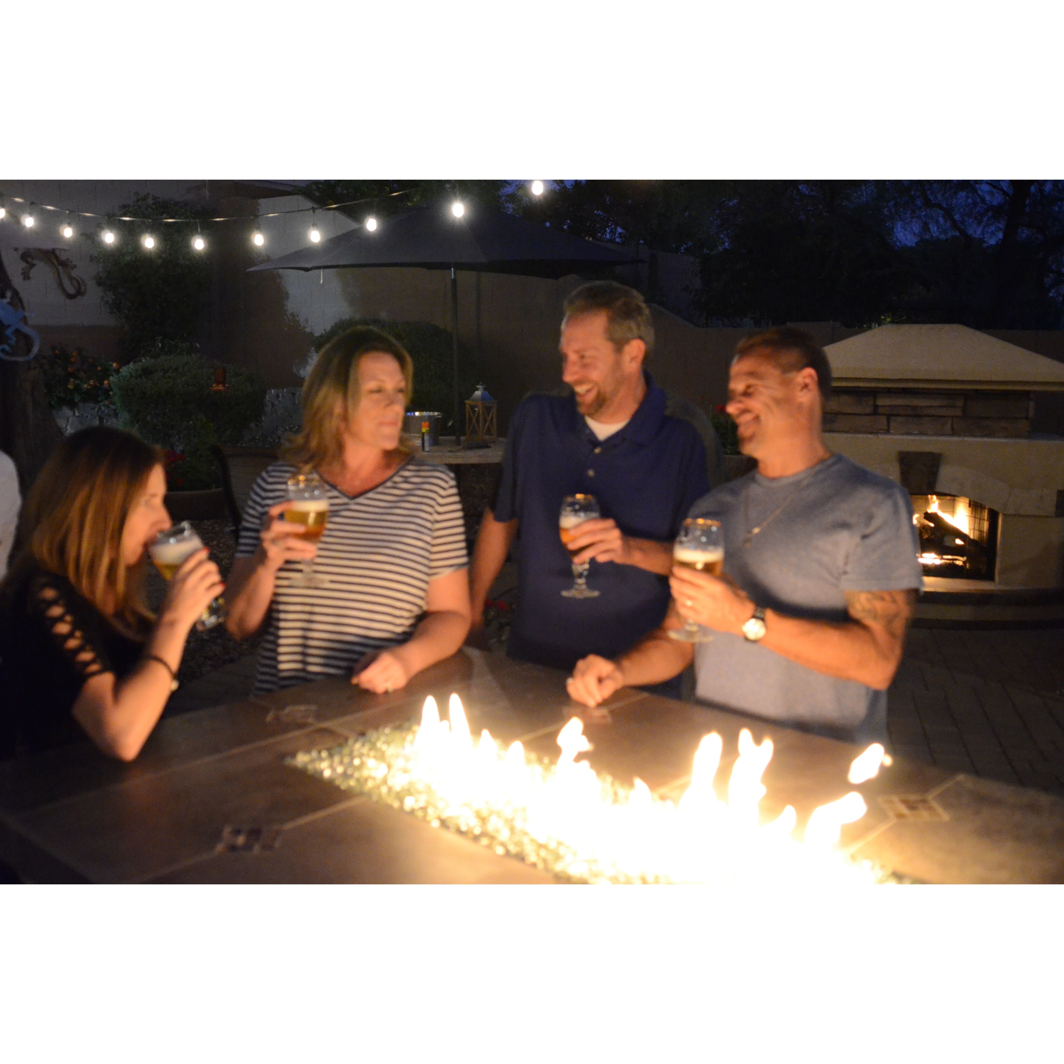 KoKoMo Entertainer Bar Gas Fire Pit Table with Fire Glass