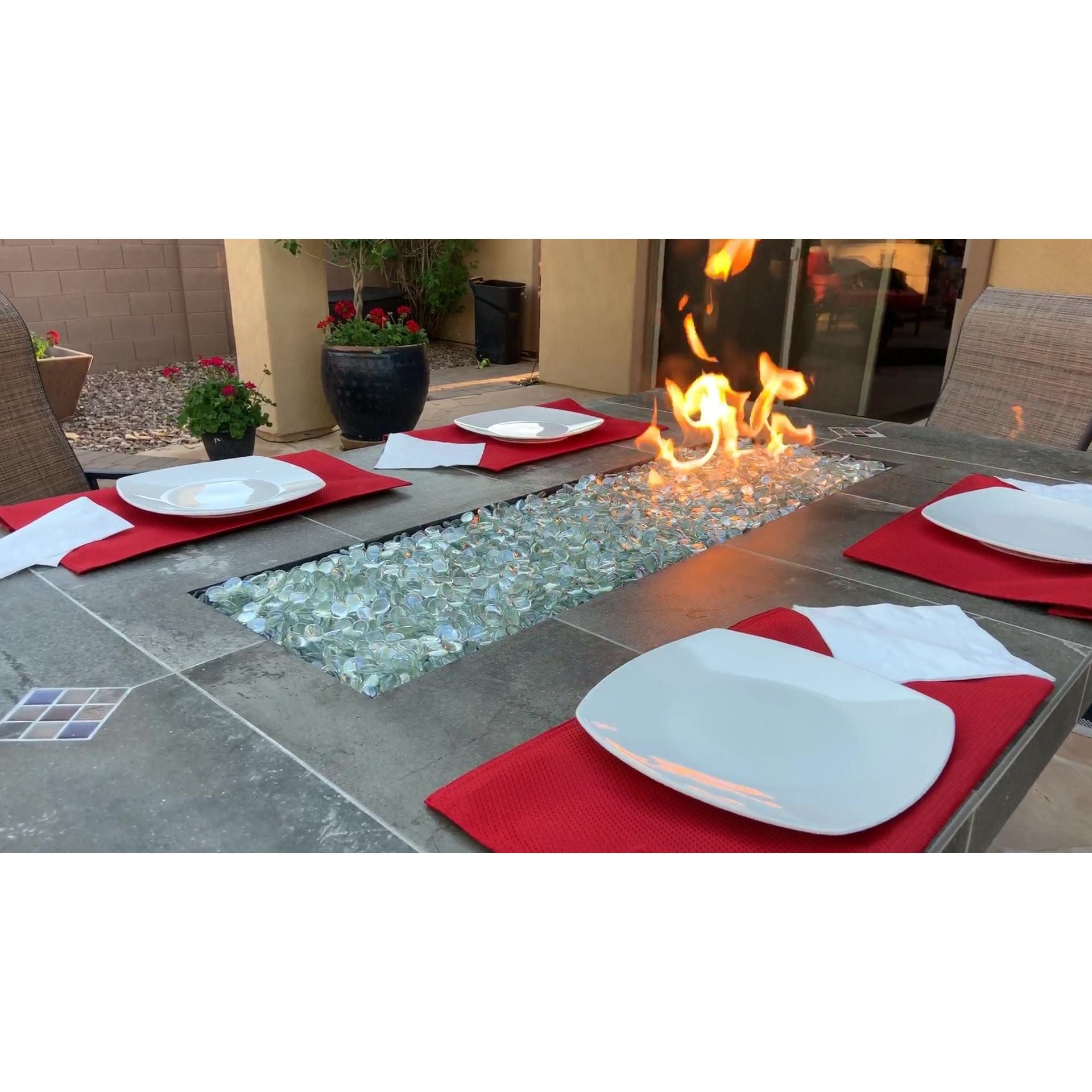 KoKoMo Entertainer Bar Gas Fire Pit Table with Fire Glass