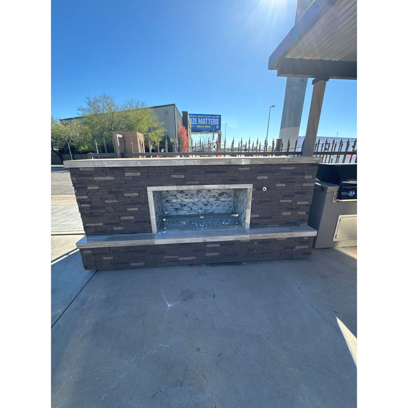 KoKoMo Entertainer Fireplace 10' with Stoning Sides & Glass Backsplash