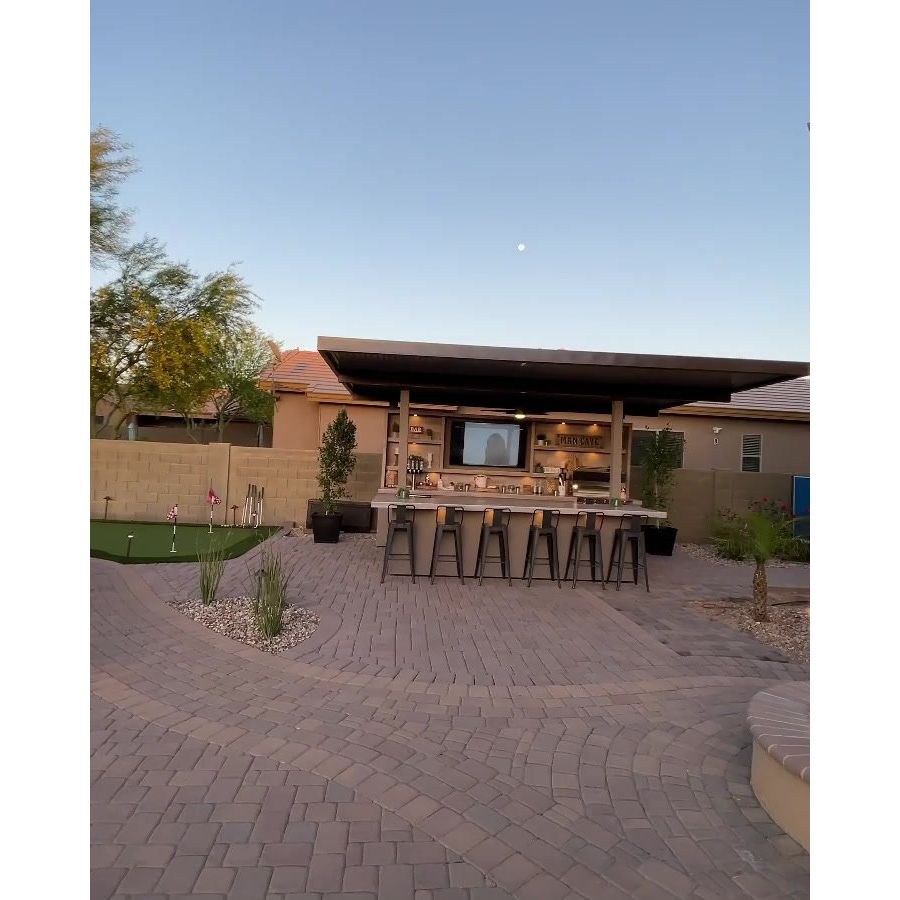 KoKoMo Fantasy Island 20'x20' Outdoor Kitchen Island with 70" TV