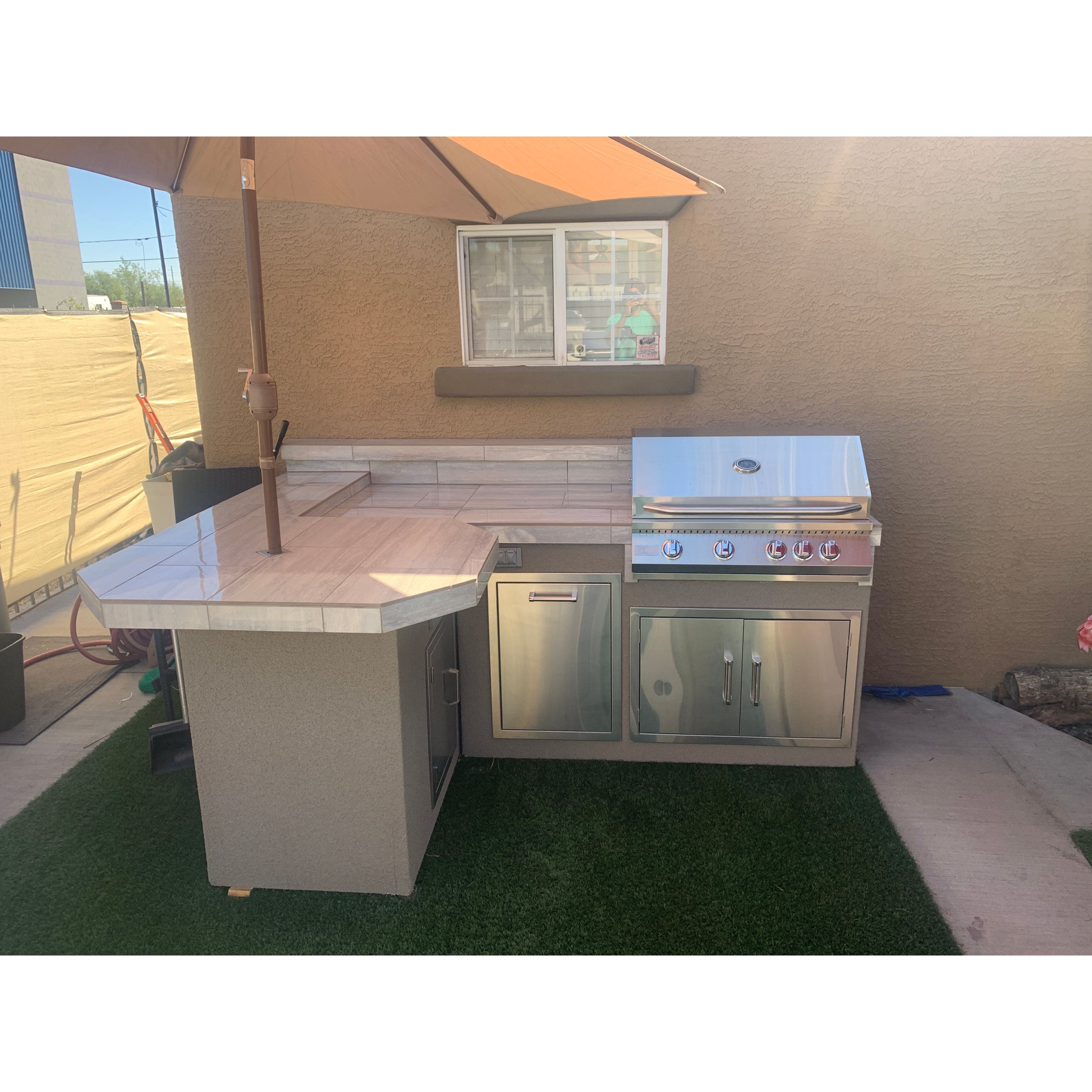 KoKoMo L Shape Custom BBQ Island 7'6" x 5' Outdoor Kitchen