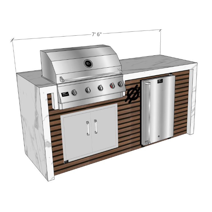 KoKoMo Laguna BBQ Island with 4BG Grill and Outdoor Fridge