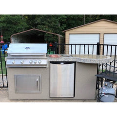 KoKoMo Maui 7'6" BBQ Island w/ 33" Round Bar, LED Lights & 32" Grill