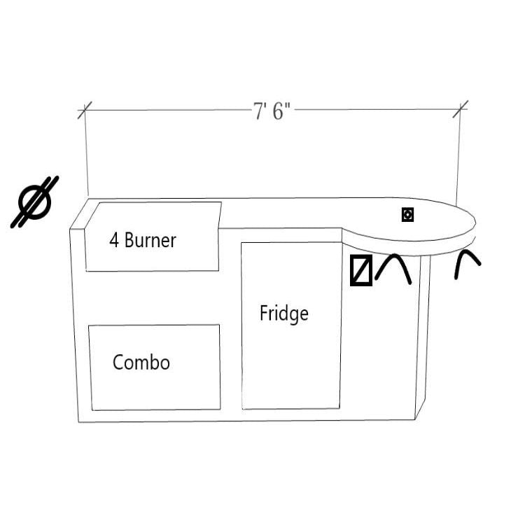 KoKoMo Maui BBQ Island 7'6" Outdoor Kitchen Island
