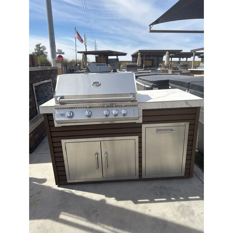 KoKoMo Mini Laguna BBQ Island with 4-Burner Grill & Trash Pull Out