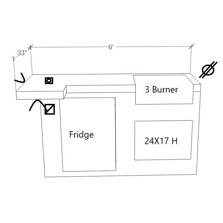 KoKoMo Mini Maui Bbq Island 6-Foot Outdoor Kitchen Island