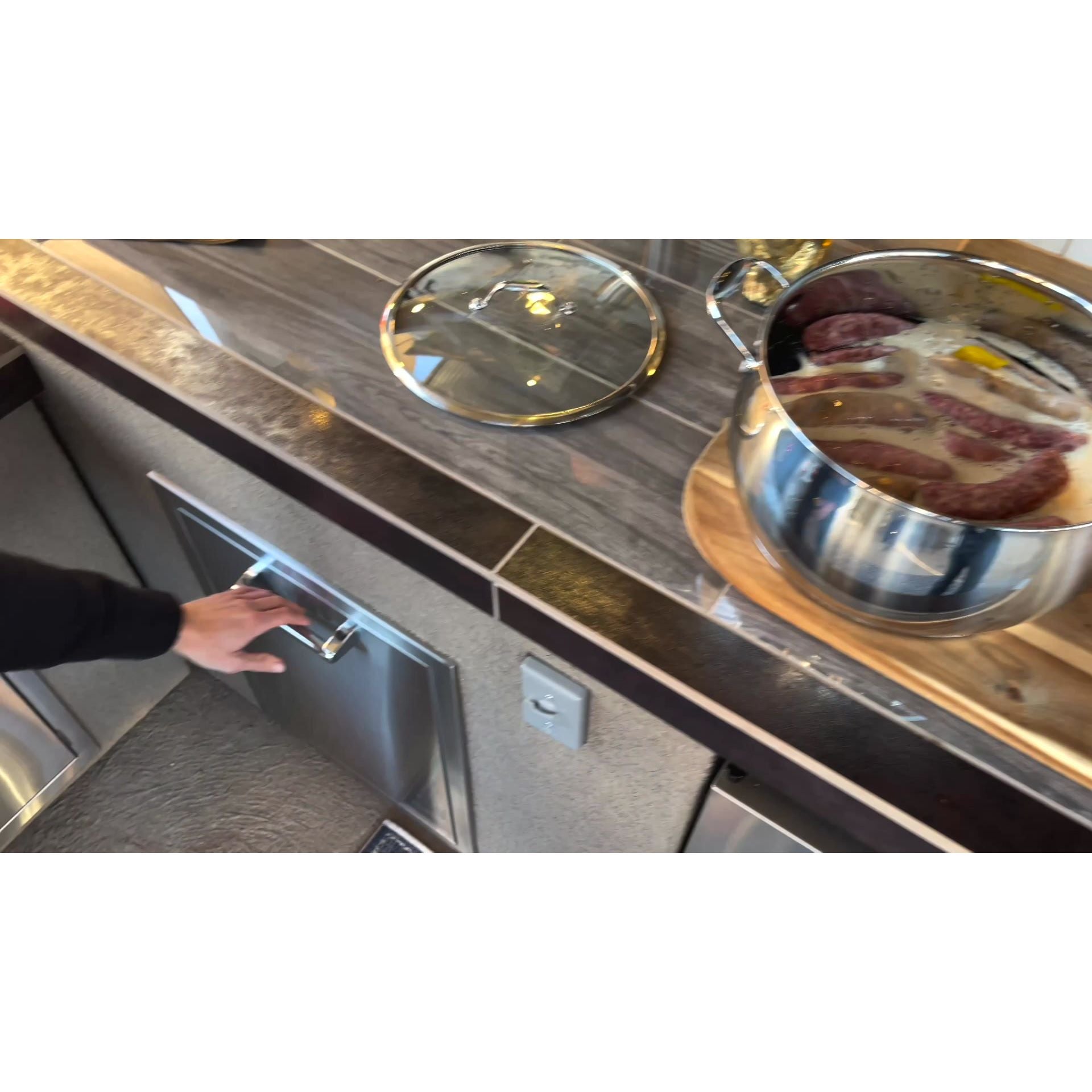 KoKoMo Outdoor Kitchen Stainless Steel Trash/Propane Pull-Out