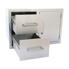 KoKoMo Outdoor Kitchen Stainless Steel Two Drawer One Door Combo