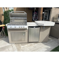 KoKoMo Poly 7' 6" High Bar with 4BG Classic Grill & Outdoor Fridge