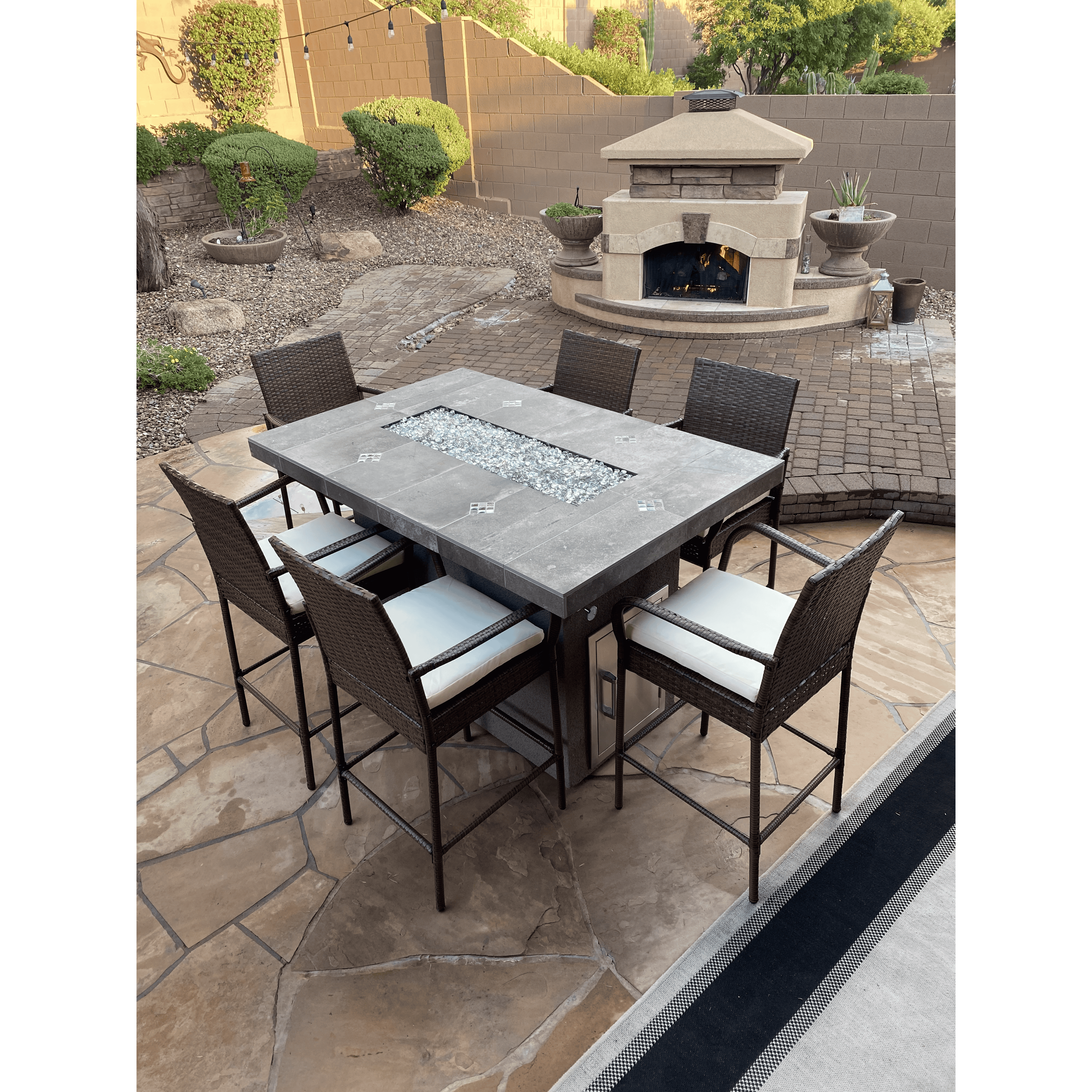 KoKoMo Rattan Outdoor Bar Stools with Armrest & Footrest (2 Pack)