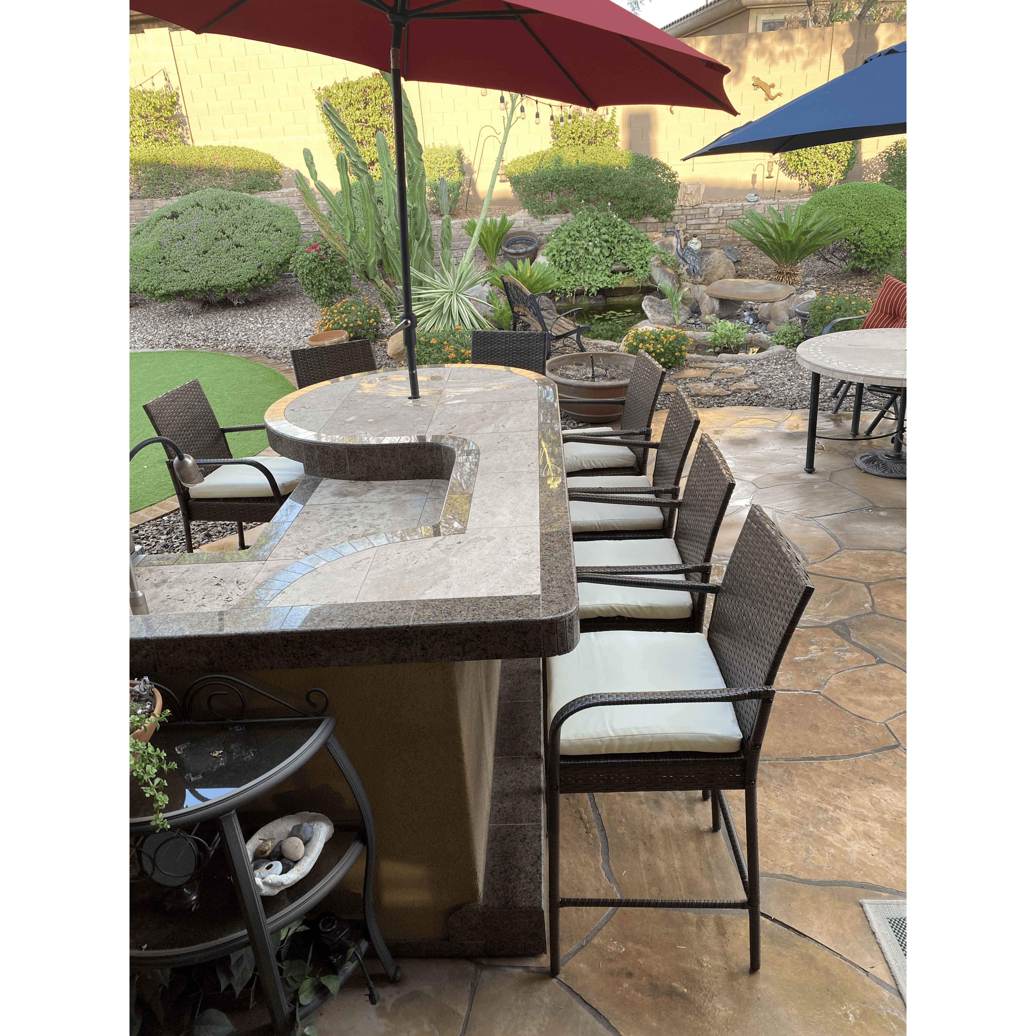 KoKoMo Rattan Outdoor Bar Stools with Armrest & Footrest (2 Pack)