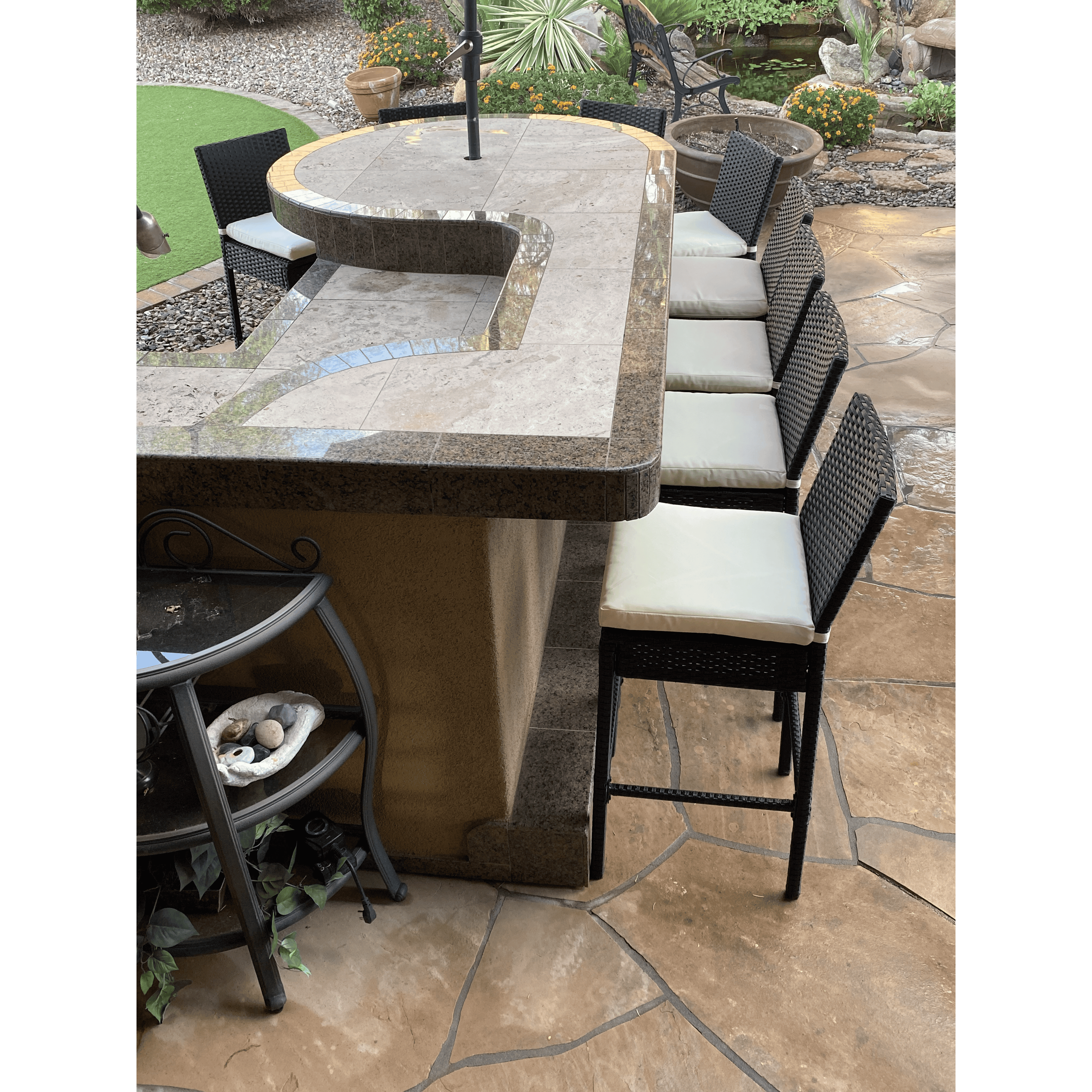KoKoMo Rattan Outdoor Bar Stools with Footrest (2 Pack)