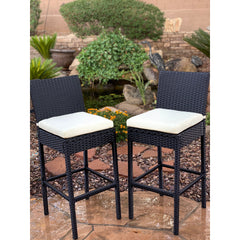 KoKoMo Rattan Outdoor Bar Stools with Footrest (2 Pack)