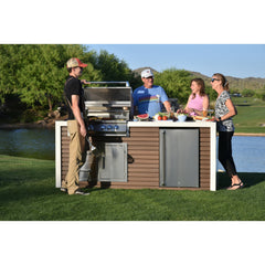 KoKoMo Shiplap Built-In BBQ Island Outdoor Kitchen Waterfall Edge