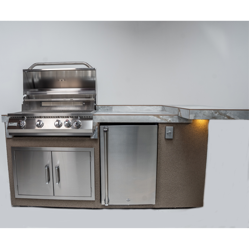 KoKoMo St. John 7'6" Outdoor Kitchen Island with 32" Grill & Fridge