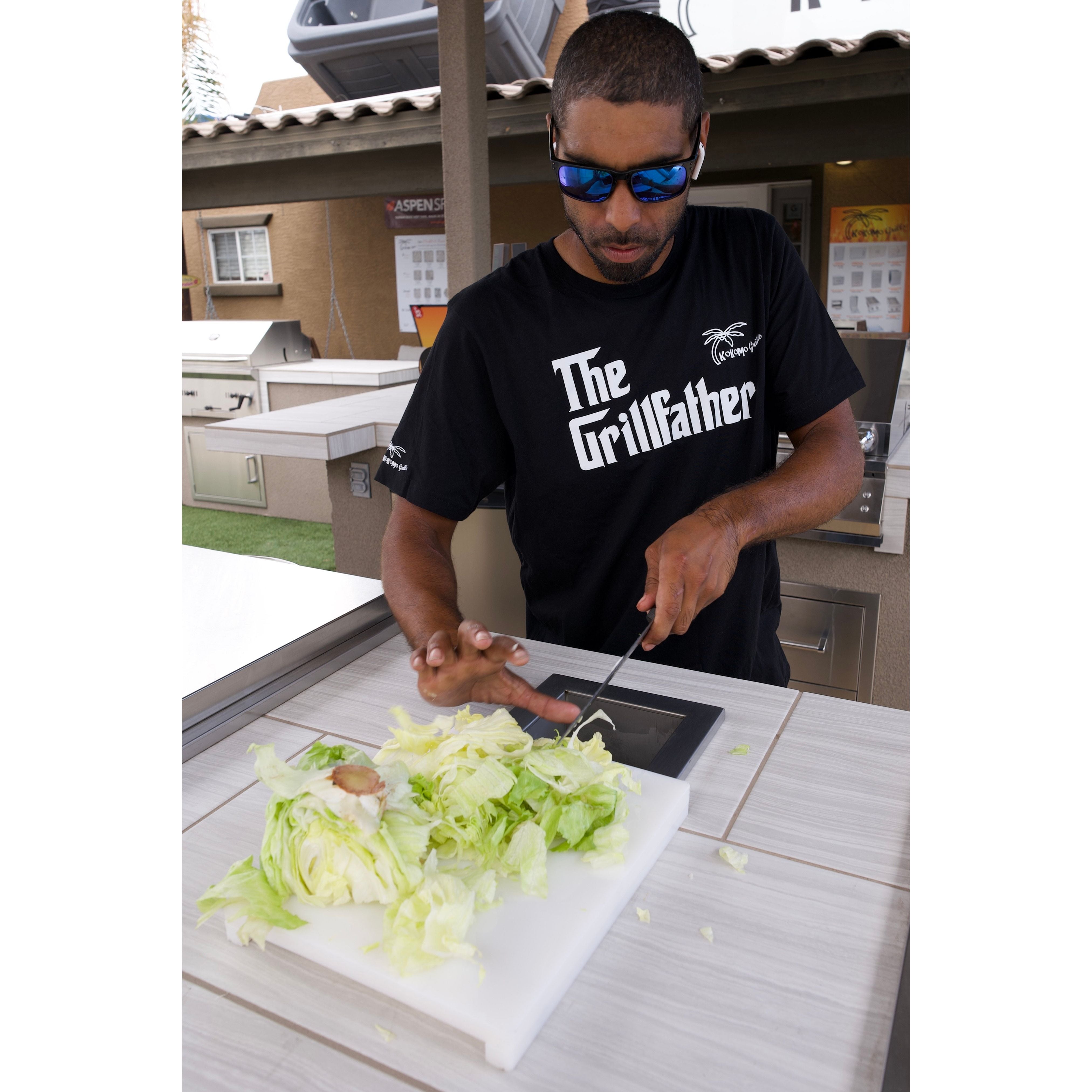 KoKoMo Trash Chute and Cutting Board for BBQ Island Countertop